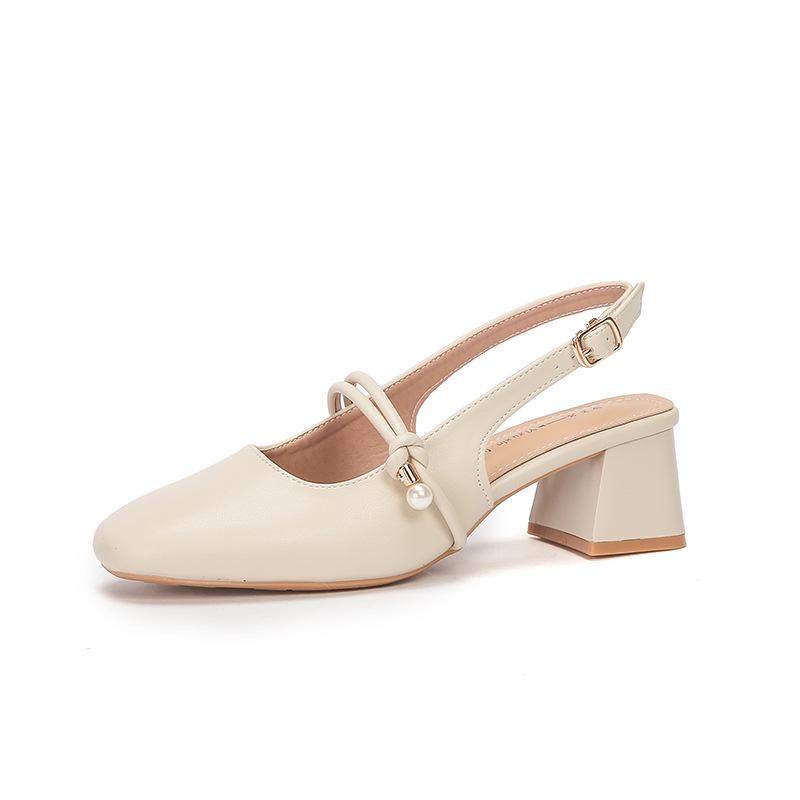 

Leather flat for Huizhou women s shoes heels bag head cool slippers high heels summer new rear empty sandals women 35 абрикосовый