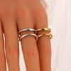 Women's Elegant Double Row Stainless Steel Geometric Open Ring
