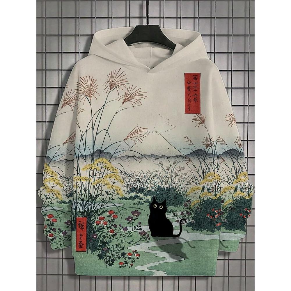 Autumn And Winter Men's Hoodies Japanese Harajuku Fashion Casual Sports Hooded Anime Beast Pattern Man Hoodie