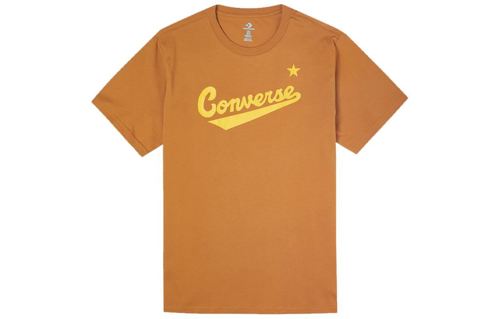 Men's Converse T-Shirts Men's Orange Crew Neck Moderate Straight Fit