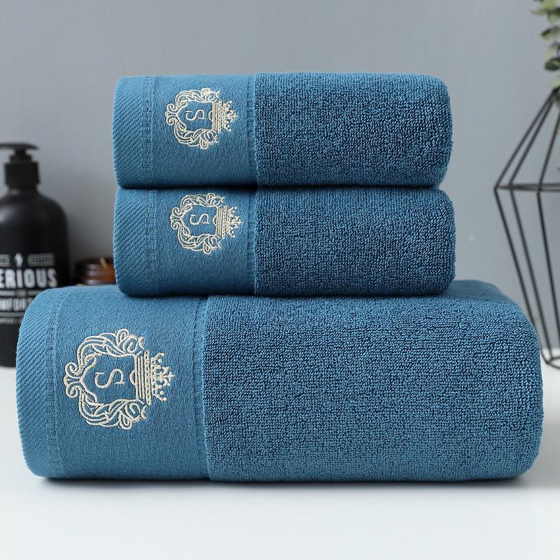 Thickened Soft Cotton Terry Bath Towel - Absorbent & Luxurious for Home or Hotel Use Towel 35*75 cm синий