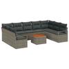 10 Piece Grey Garden Sofa Set with Cushions