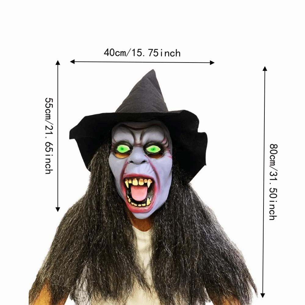 Kreativní Halloweenská čarodějnická maska Prodyšná maska na celou hlavu Halloweenská cosplay maska Strašidelný design Oblečte si čarodějnickou masku s kloboukem