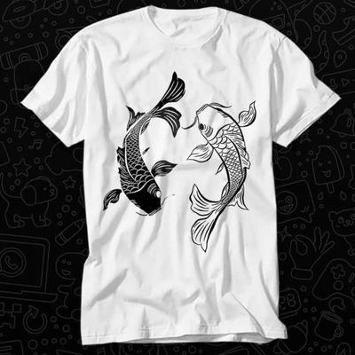Yin Yang Fish Koi Fish Graphic T Shirts Gift for Womens Mens Unisex Top Adult Cotton Tee Vintage Music Best Movie Shortsleev