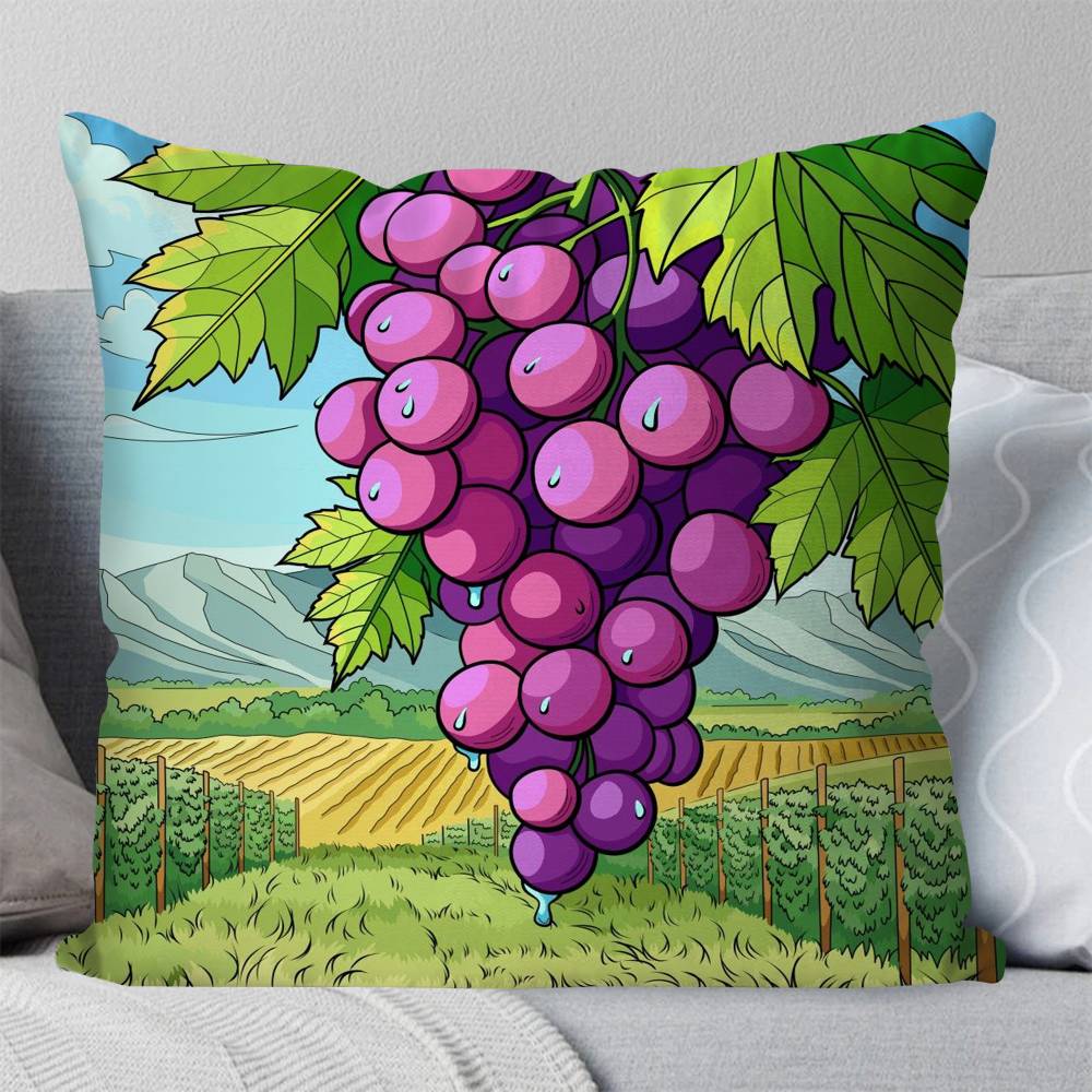Flower Purple Grape Pillow Case Fashion Square Pillowcase Bedroom Sofa Room Ins Decoration Leisure