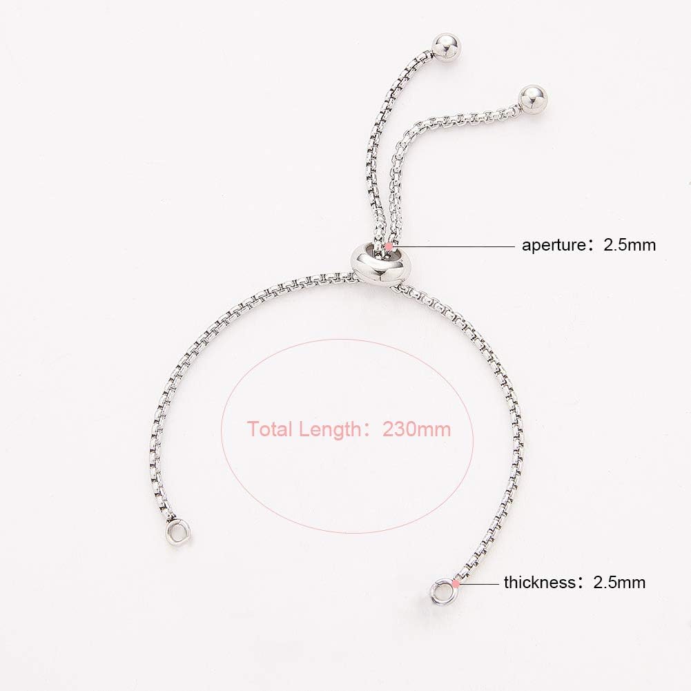 UNICRAFTALE 10pcs 9"(230mm) Stainless Steel Adjustable Slider Bracelet Metal Bracelet Chain Slider Bracelet Extender Chains with Ball Ends for Women