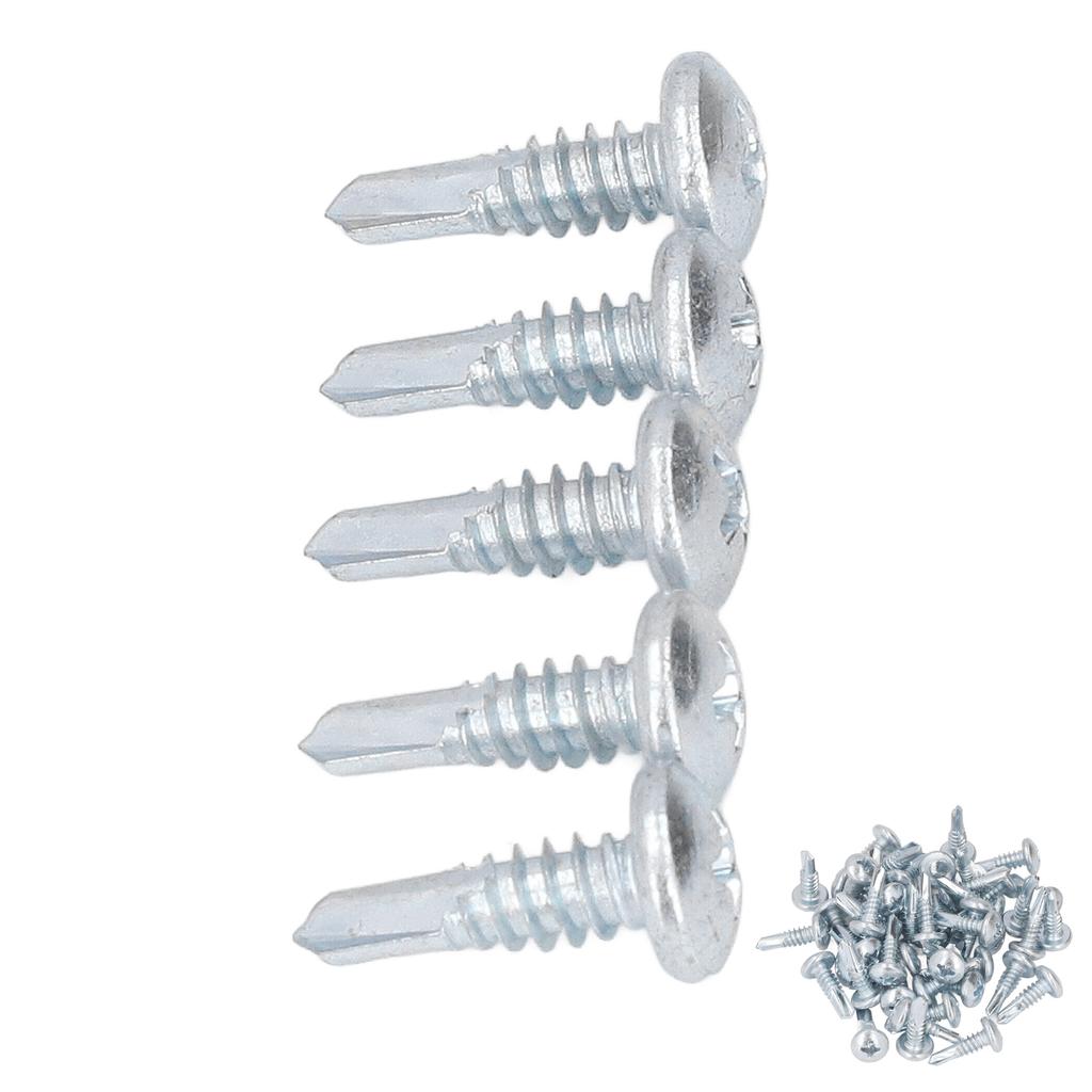Selbstbohrende Kreuzschrauben, 4,8 x 16 mm, Kohlenstoffstahl, verzinkt, rostfrei, Bohrschrauben für Zuhause, 50 Stück