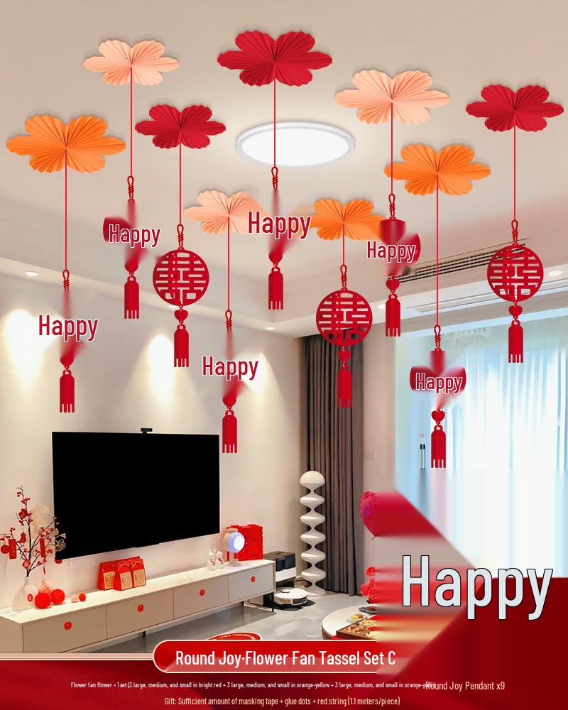 Ceiling Hanging Decorations: Wedding, Living Room, Bedroom, Boudoir Pendants & Fan Floral Ornaments