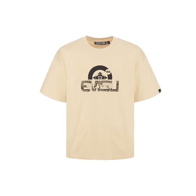 Evisu Fingerprint Pattern Logo Embroidered T-Shirt Men Tops Beige 2ESGNM1TS584BZ