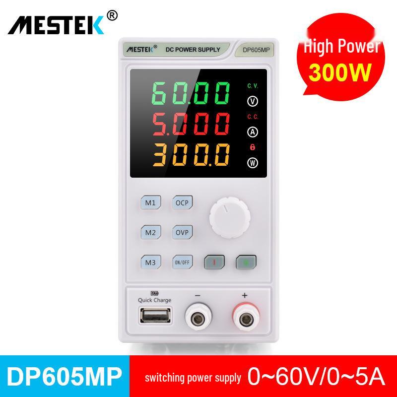 Mestek Adjustable DC Regulated Power Supply with USB Charging, Programmable Voltage & Current Control