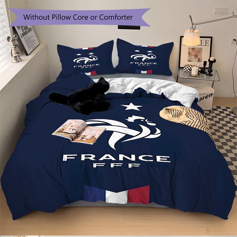 3Pcs France Football Team Crest Bedding Sets For All Sizes New 3D Printed Bed Cover Comforter Duvet Cover Pillowcase Bedroom Decoration