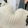 Cats Ear Knitted Hat Tassels Letter Decration Hat Foldable Fuzzy Winter Hat for Youthful Stylish Look