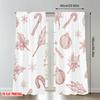 2pcs 2D flat printing Christmas Hot Party Curtains Christmas Holly Candy Cane Ornament Digital Printed Polyester Drapes Holiday