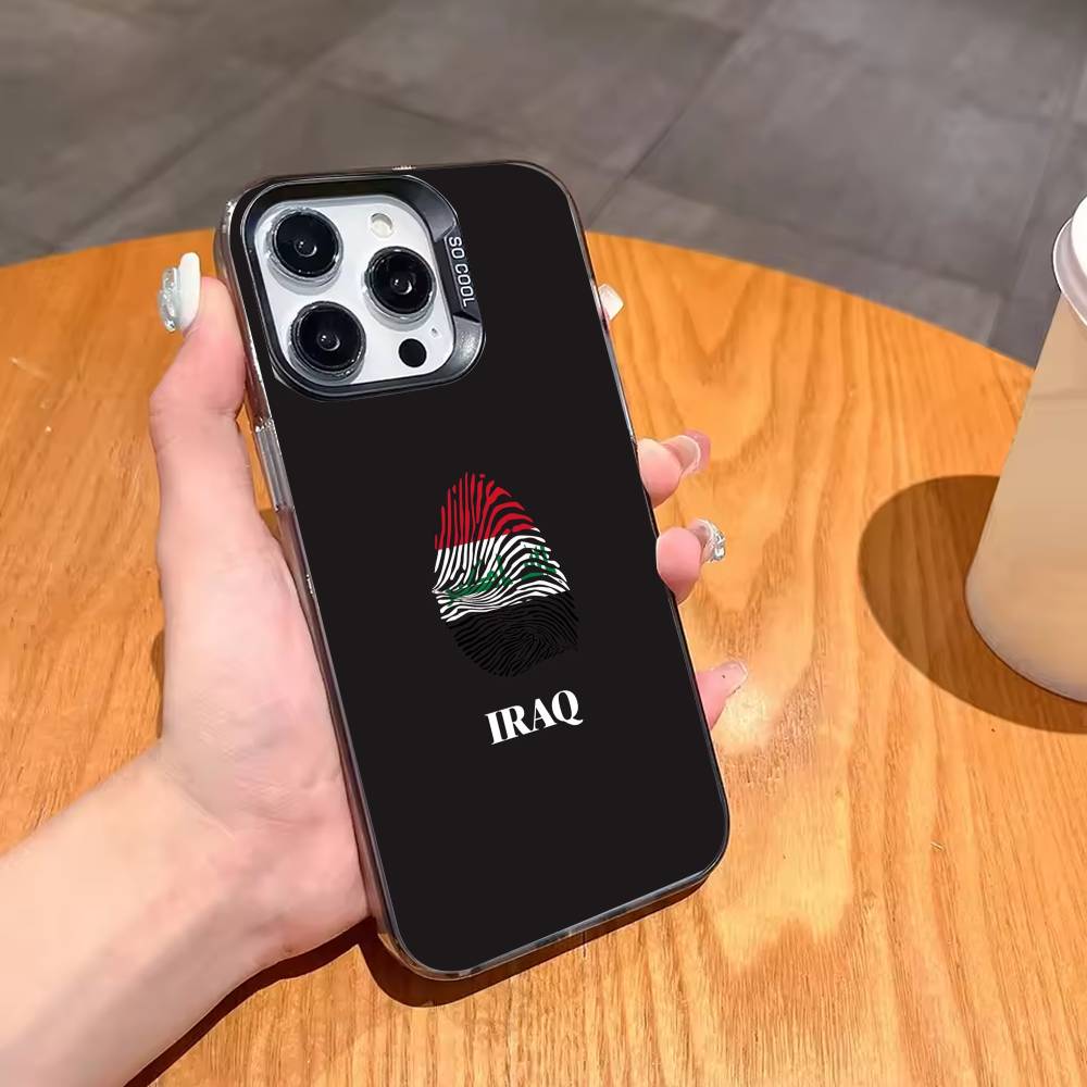 

N-Nation I-Iraq Flag Phone Case For iPhone17,16,15,14,13,12,11,Pro,MAX Gray Matte Silicone Black Cover iPhone11PROMAX