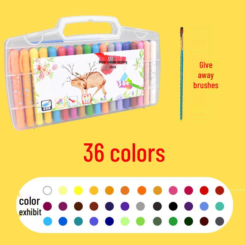 36-Color Rotating Water-Soluble Oil Pastels: Brilliant Colored Pencils for Children and Students. 36-color Portable Box Crayons