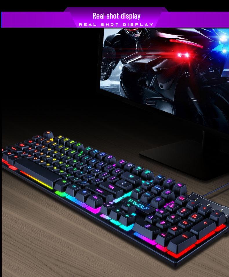 T-WOLF T20 Thunderwolf Backlit Gaming Keyboard - Wired, Multilingual (Arabic, Spanish, Russian).