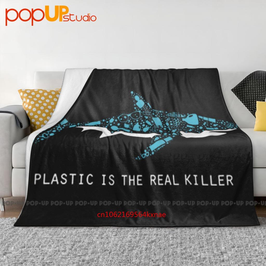 Plastic Is The Real Killer Funny Shark Ultra-Soft Blanket Quilt Winter Sofa Cover Bed Covers