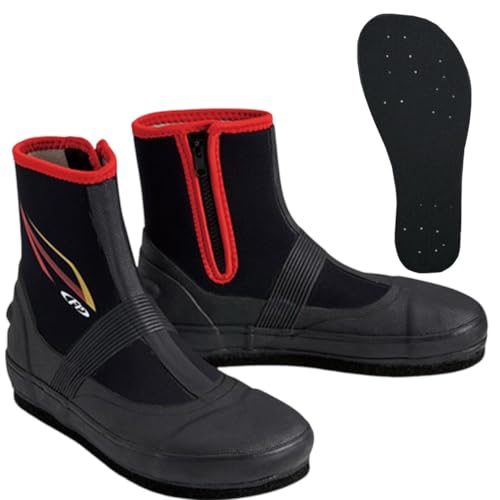 Excel FP Ayu Tabi (Medium Split) Felt Pin Sole with Spiked Sole, Black and Red, Sizes S/M/L/LL/3L, Suitable for Fishing, Outdoor Activities, Ayu Fishi