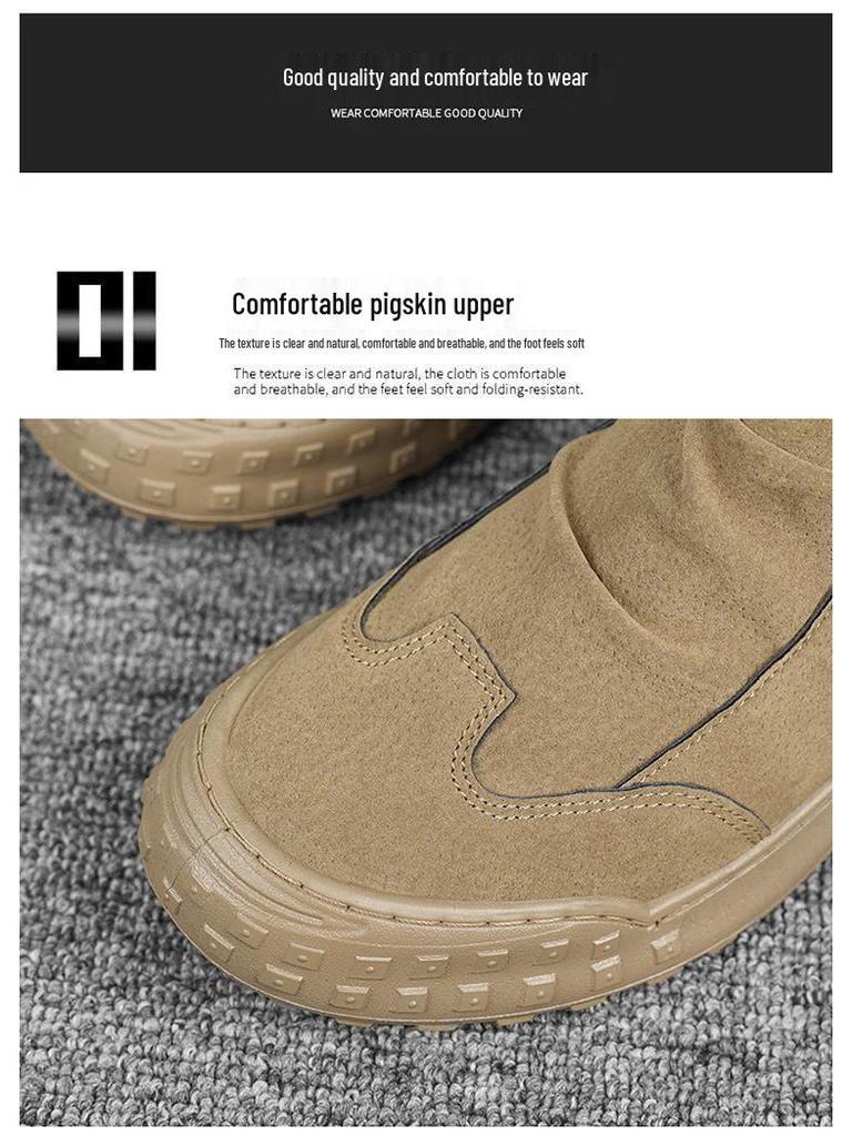 Men's 2025 Autumn Black High-Top Safety Leather Boots - Dirt-Resistant, Non-Slip, Versatile Work Shoes