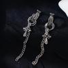 Customized Hip Hop Tassel Cross Chain Ear Cuff Earrings for Women - Retro High-End Punk Style Accessories