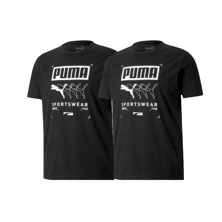 Puma Printed Round Neck Short Sleeve T-Shirt Men Tops Black 581908-01