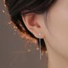 Tibetan Silver Mini Zircon Star Long Tassel Drop Earrings for Women Minimalist Cute Fashion  Shining Accessories