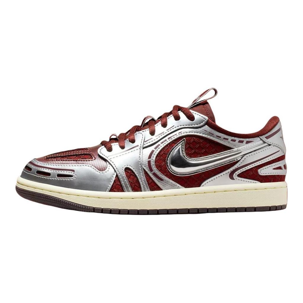 Jordan Zapatillas de Baloncesto Vintage Air Jordan 1 caña baja para Mujer Plata Rojo HQ2186-600
