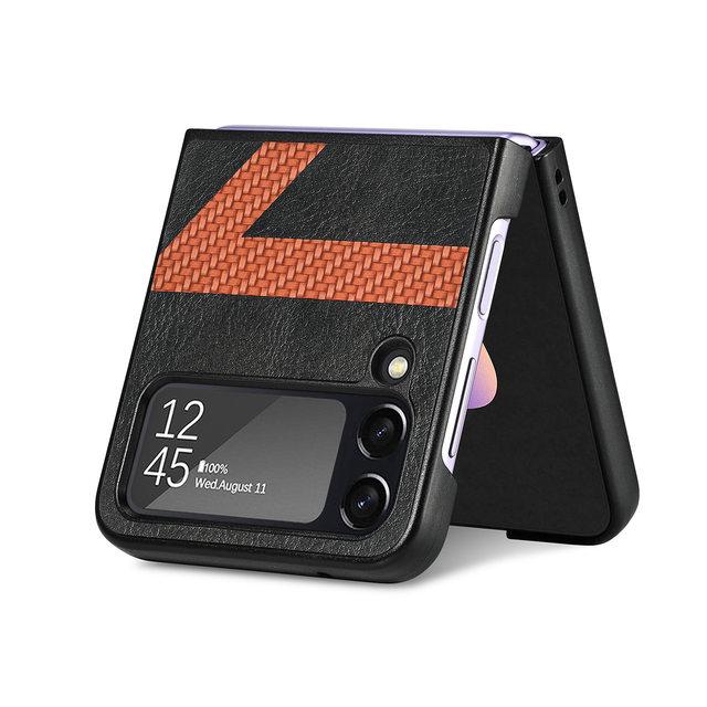 

Ударопрочный гибридный цветной модный кожаный чехол для Samsung Galaxy Z Flip 4 5g Flip4 Zflip4 матовый складной чехол for Samsung Z Flip 4 чёрный