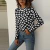 Women's Fashion Temperament Long Sleeve Round Neck Flower Knit Sweater