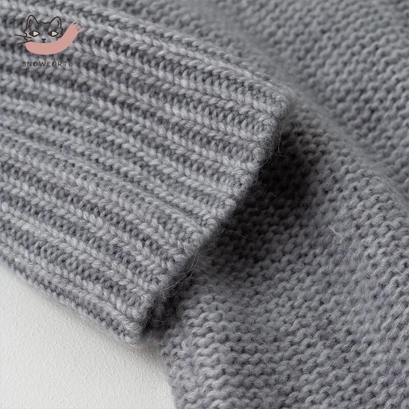 Sinoford Women's High-Neck Loose Wool Blend Sweater