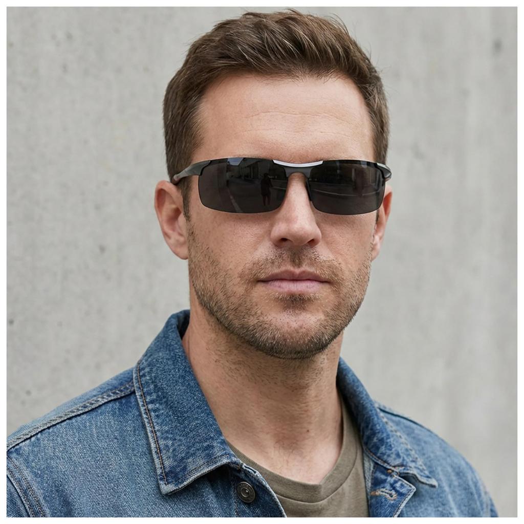 HD Polarized Sunglasses for Running Metal UV400 Gray SGT177QKH JP [SUNGAIT] Men's Driving, Fishing, Cycling, - Frame, (Gunmetal Frame, Lens)