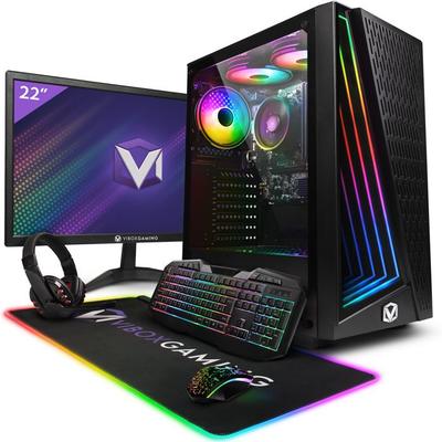 Vibox VI-162 PC-spelare Komplett • 22" Skärm • AMD Ryzen 3 3200G • Vega 8 • 16 GB RAM • 1 TB SSD • Linux OS • WiFi