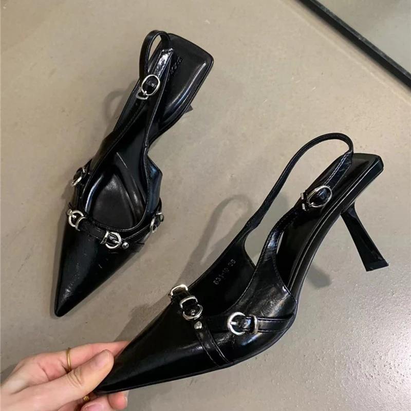 Fashion Women's Sandals 2025 Summer High Heel Sandals Dancing Party Pumps for Women Pointed Toe Sandals Fashion Shallow Singbacks Shoes