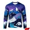 Men's Outdoor Camping Long Sleeve T-Shirt Mountain Forest Casual Crew Neck Top 3d Print Natural Landscape Graphic Tee Hiking