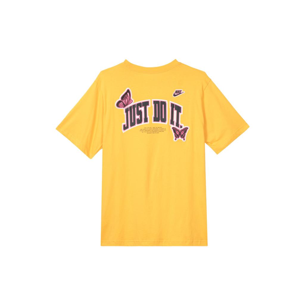 Nike Letter Butterfly Print Vintage Dopamine Embroidery Casual Round Neck Breathable Sports Short Sleeve T-Shirt Women Tops Yellow FD2548-739