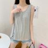 Women's Soft Modal Sleeveless Tank Top Pleated U-Neck Loose Fit Camisole