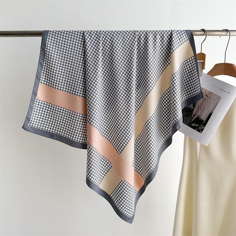 Luxury High Quality Women Satin Silk Scarf Hairband Ribbon Neckerchief Tie Neck Bag Scarf Satin Hair Scarves 90*90cm Square Wrap