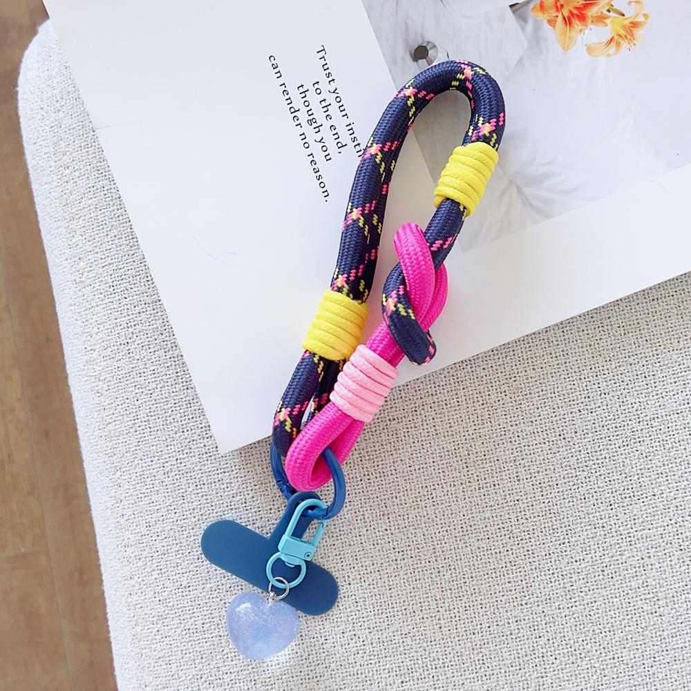 Korea Universal Braided Mobile Phone Lanyard Strap Love pendant Hanging Chain Ring Cord Patch Wrist Strap Cell Phone Detachable