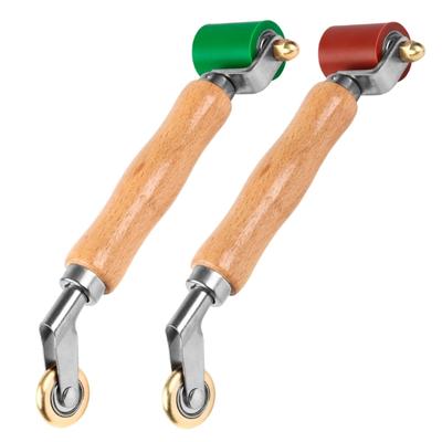 Professional Combination Rubber Pressure Roller & Metal Corner Roller with Ergonomic Wood Handle for Professional