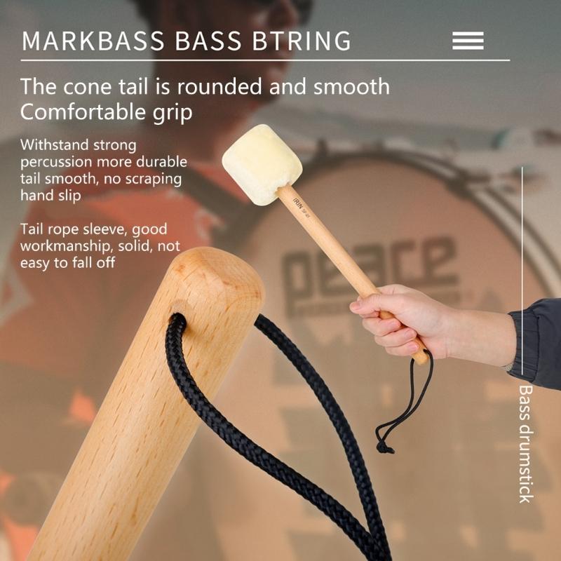 Holzgriff Schlagzeugstöcke Trommel Schlägel Stock mit Weichem Filzkopf Perkussionsstock für Marching Band Snare Drum Langlebig