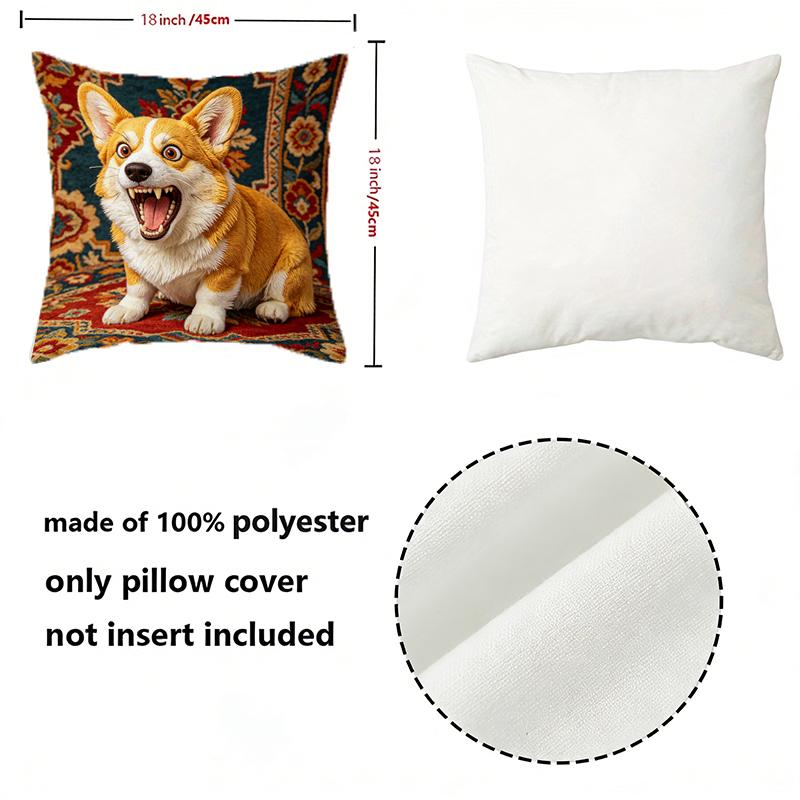 Vintage Corgi Hund Dekorative Kissenbezüge Muster Kissenbezug Geeignet für Sofa Schlafzimmer Auto Kissenbezug