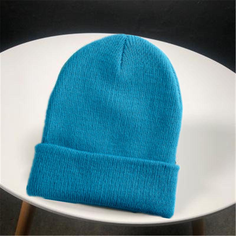 

Классическая многоцветная шапка, новые горячие зимние шапки для женщин и мужчин, вязанная однотонная осенняя шапка 54cm-60cm озеро синий