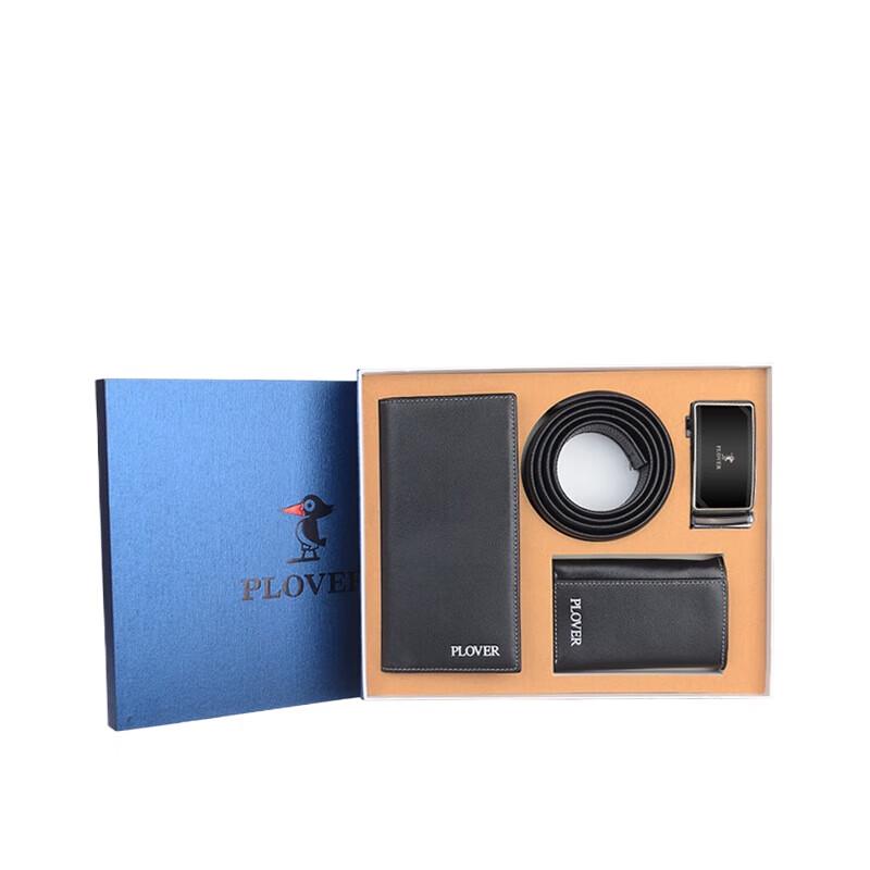 PLOVER Men s Cowhide Leather Belt 3-Piece Gift Set