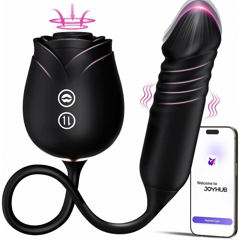 Female vibrator Dildo sex toy with thrust G-spot vibrator and 10 clitoral nipple stimulation sucking modes anal dilator adult sex toy couple