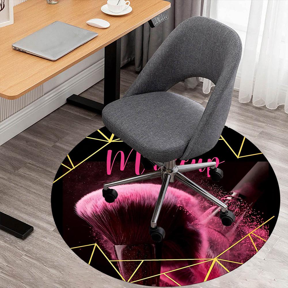

1pc Makeup Brush Round Chair mat office Area Rug - Non-Slip, Floor Mat for Office, Bedroom, and Indoor Decor p127282 80cm by 80cm