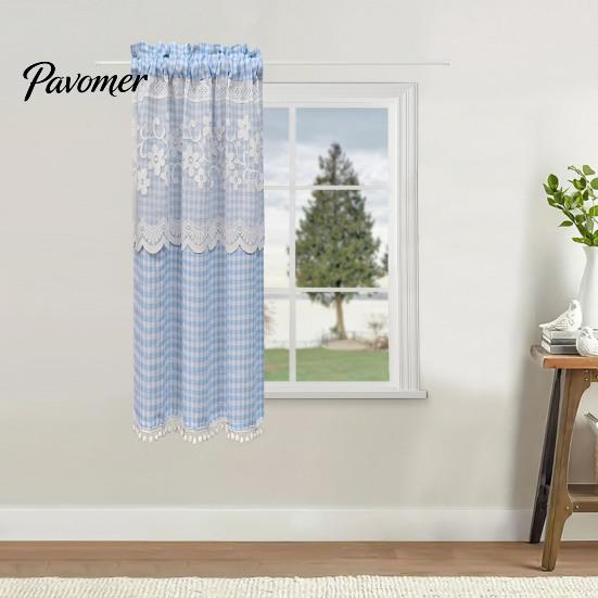 Stain Resistant Window Valance Plaid Floral Curtain, Farmhouse Valance, 1 Panel, Light Curtains Filtering Curtain with Rod Pocket for Kitchen
