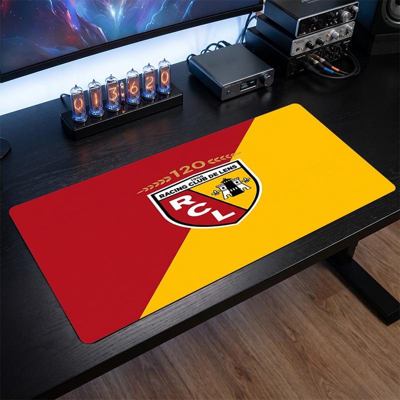 Lens FC Theme Pattern Mouse Pad, Soccer Logo Design XXL Gaming Desk Mat Non-Slip Computer Mouse Pad