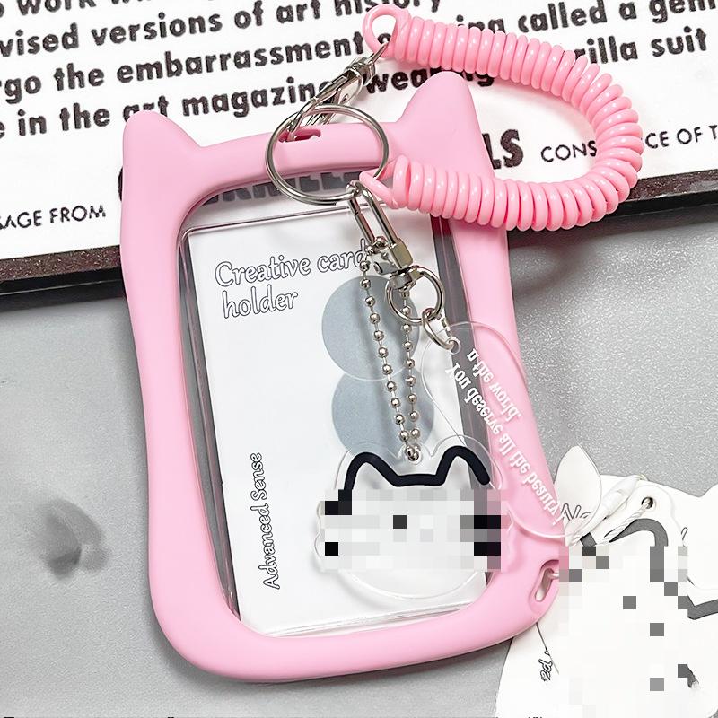 Kawaii Cat Transparent Acrylic Luxurious Photocard Holder Kpop Idol Card Protector Creative Bag Pendant Campus ID Storage Bags