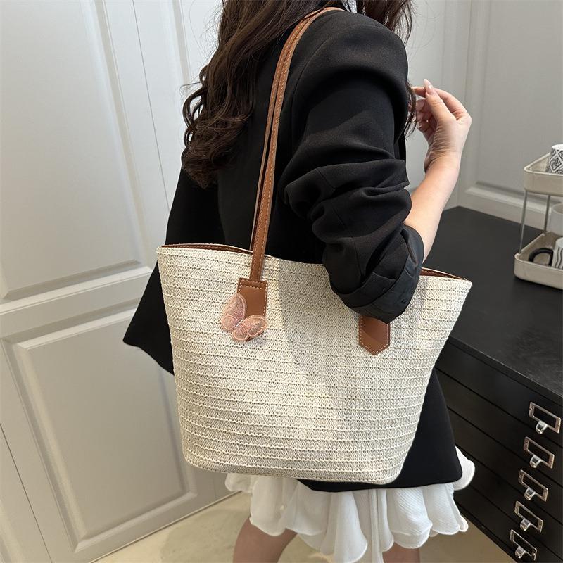 New summer casual woven armpit bag temperament large-capacity splicing contrasting color niche portable shoulder bag women