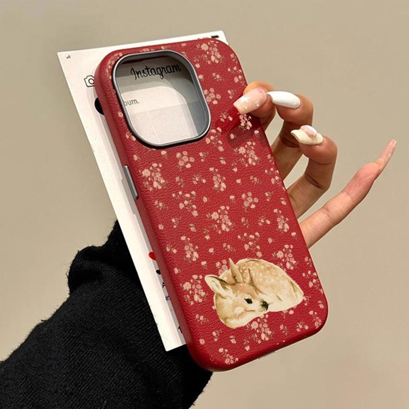 Süßes Reh und Vollblumenmuster Stoßfeste Handyhülle für iPhone 17 Pro Max Air 16E 16 15 14 13 12 11 7 8 Plus XS X XR Hülle